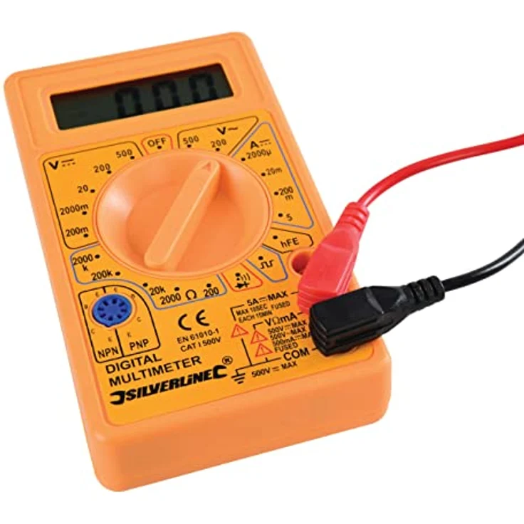 Silverline 589681 Digitalmultimeter, AC/DC Prüfgerät mit Signalton, 200-750 V AC, 0-5 A DC, orange – Bild 3