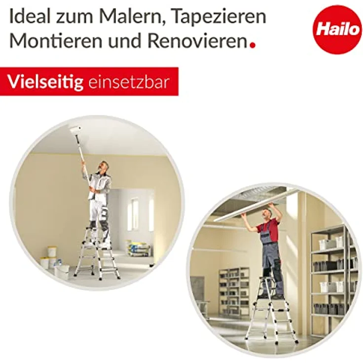 Hailo D100 TL Topline Teleskopleiter - ausziehbar, klappbar, Aluminium, bis 6 Stufen, max. 1,31 m, 8,9 kg – Bild 5