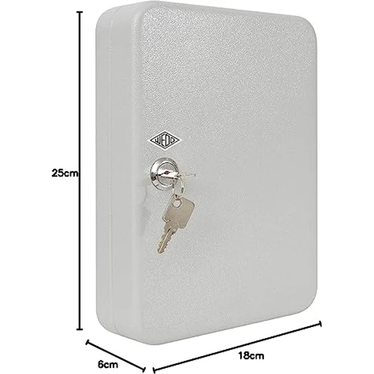 Wedo 10253637X Schlüsselschrank (für 36 Schlüssel, pulverbeschichtetes Stahlblech 18 x 6 x 25 cm, Sicherheitsschloß inklusive 2 Schlüssel, lichtgrau – Bild 2