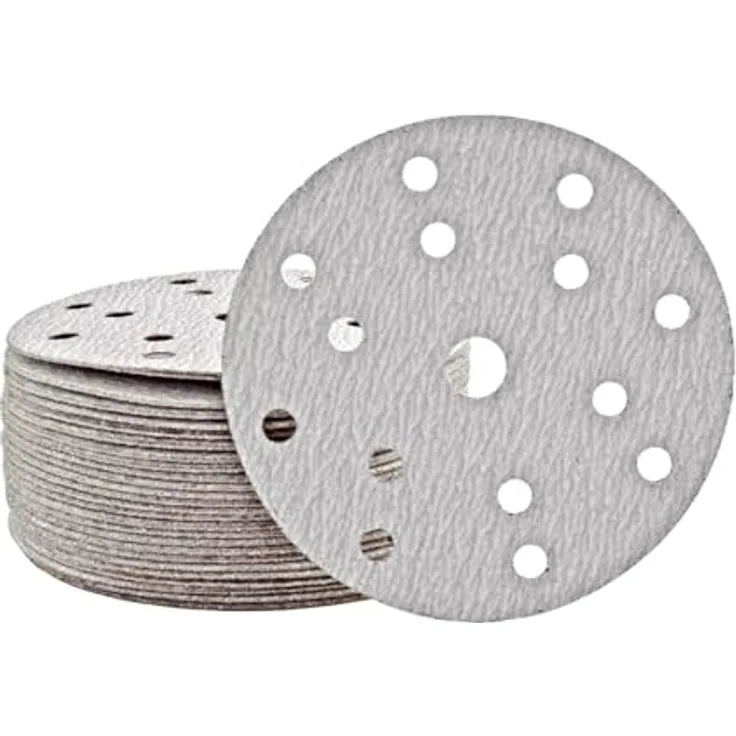 MioTools Shark Klett-Schleifscheiben, 150 mm, 15-Loch, Normalkorund, für Exzenterschleifer, K80, 50 Stk.