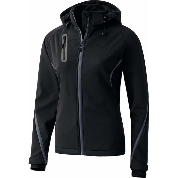 Erima Damen Softshelljacke Function, Atmungsaktiv und wasserabweisend, schwarz