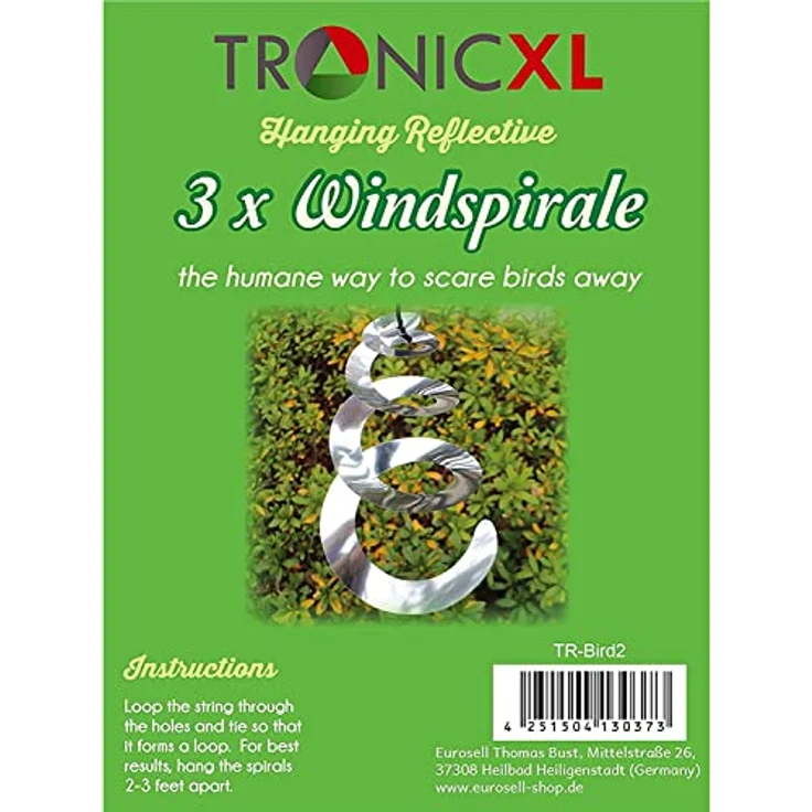 TronicXL 6X Windspirale Vogelabwehr Reflektierend Vogelschreck Spirale Windspiel – Bild 5