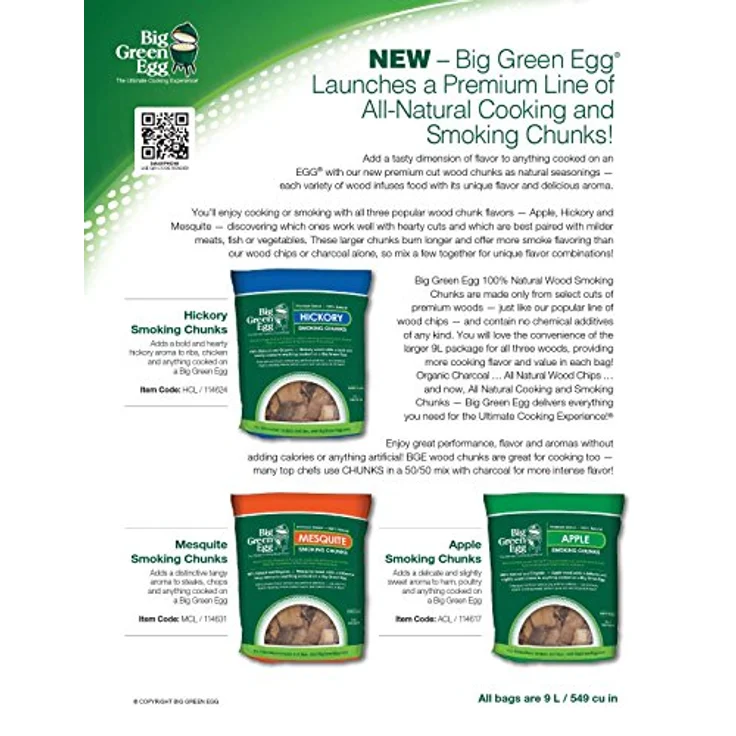 Big Green Egg Mesquite Rauchen Chunks, 2,27 kg Räucherhölzer für intensiven Smokey Geschmack, grün, 38 x 25 x 10 cm – Bild 2