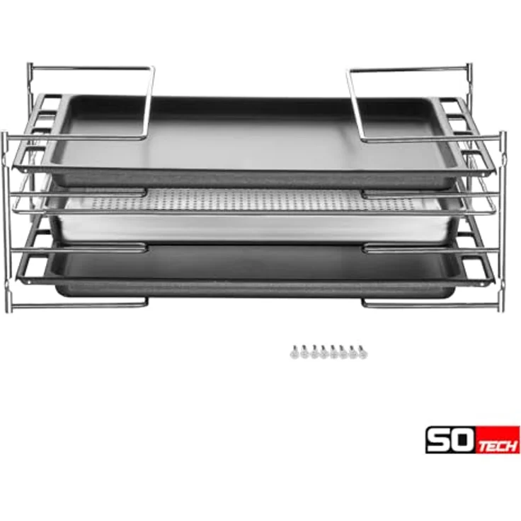 SO-TECH® Möbelbeschlag Backblechhalter für 4 Backbleche, chrom poliert, geeignet für 60 cm Küchenschrank, Abmessungen 364 x 140 x 182 mm – Bild 5