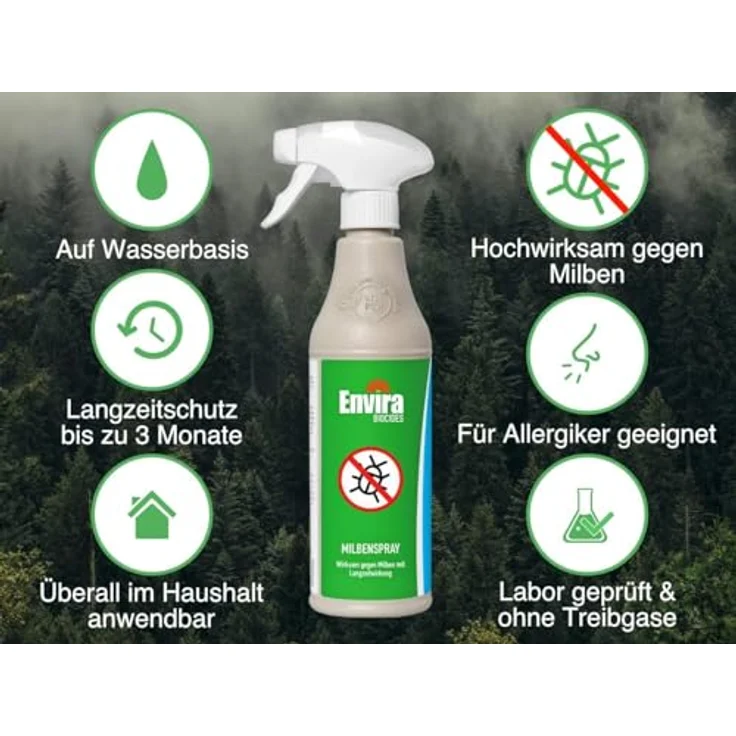Envira Anti-Milbenspray - Milbenspray für Matratzen mit Langzeitwirkung - Geruchlos & Auf Wasserbasis (500 ml (3er Pack)) – Bild 5