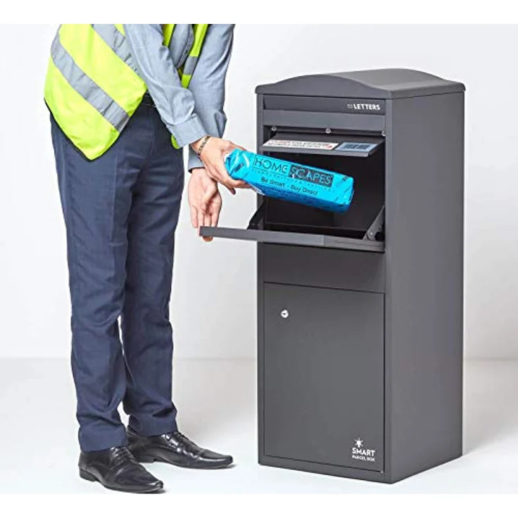 Smart Parcel Box XXL grau mit Bogendach 41.5 x 38.5 x 104 cm, Paketbriefkasten zur Wand- oder Bodenmontage, Paketbox für Zuhause & Unternehmen, Briefkasten für Pakete & Briefe – Bild 2