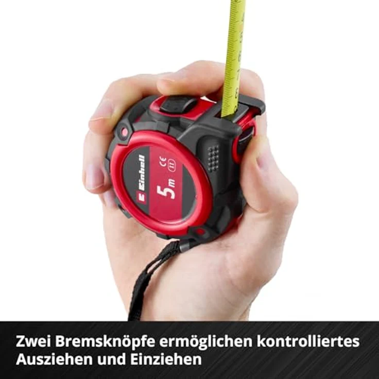Einhell Bandmaß 5 m, Autolock mit Nylonbeschichtung, Magnet-Endhaken, doppelseitiger Skalierung, stoßfestem Gehäuse, für vielseitigen Einsatz – Bild 4