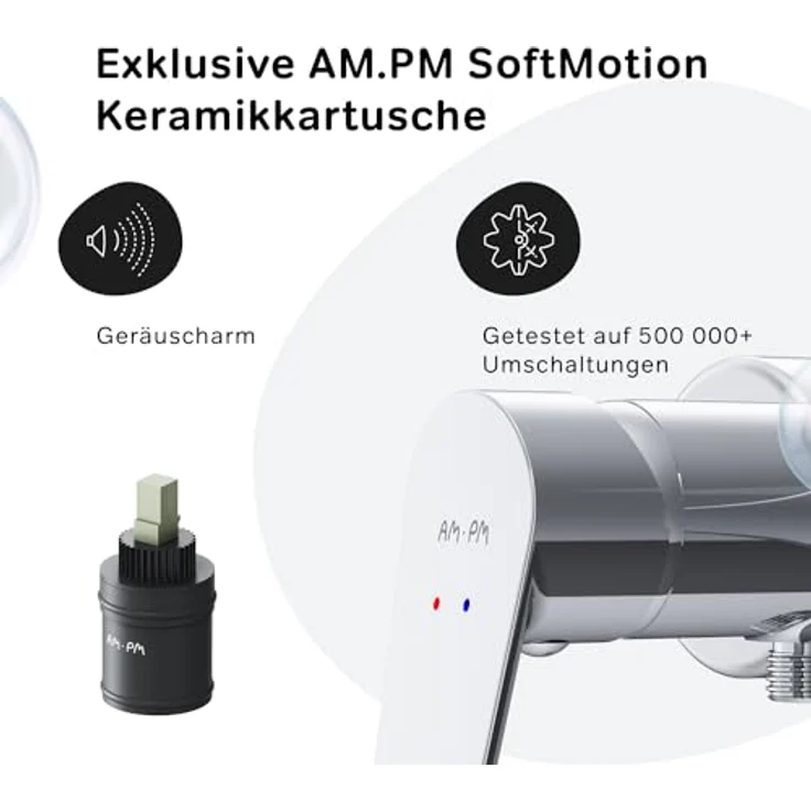 Wassersparende Duscharmatur für das Badezimmer, kratzfeste Duscharmatur ohne Auslauf, leicht zu reinigen, Chrom, AM.PM Hit FTA20000 – Bild 4