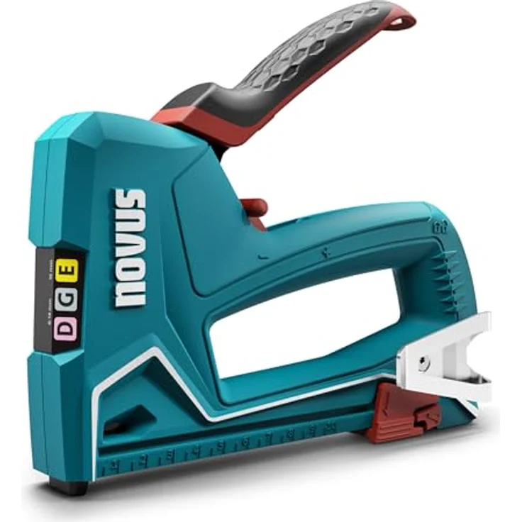 Novus Tools Handtacker J-51, Profi-Tacker aus Aluminium für Flachdrahtklammern 6-14 mm & Nägel 16 mm, ergonomisch und langlebig – Bild 2