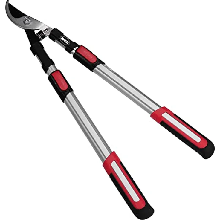 Amig - Zweihändig ausziehbare Gartenschere | Teleskopgriff aus Aluminium | Teflon beschichtete Stahlklinge | 62 bis 97 m | Bypass Schnitt | Schnittleistung 38 mm | grüne und nasse Zweige