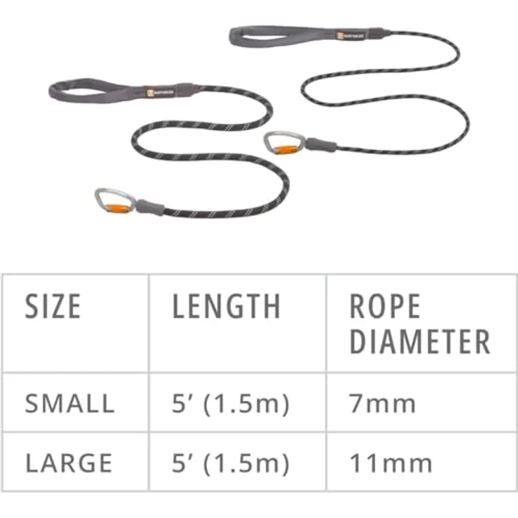 RUFFWEAR Knot-a-Leash Reflektierende Hundeleine, S, Obsidianschwarz - Zugfreie 1,5 m Lange Leine mit gepolstertem Griff – Bild 4