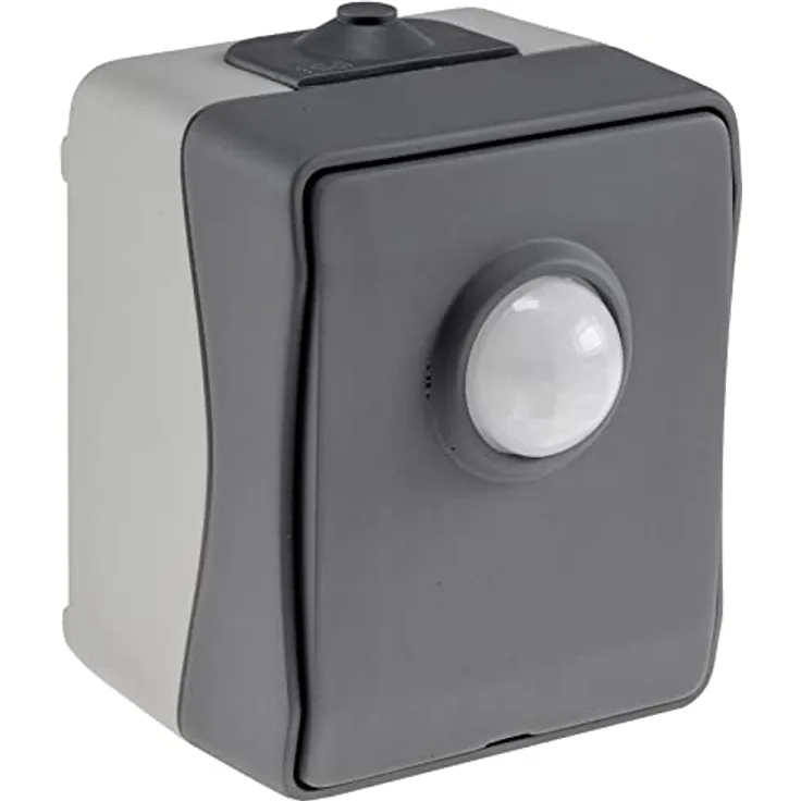 ChiliTec Bewegungsmelder Aussen Aufputz für Feuchtraum IP54 Innen & Außenbereich Wetterbeständig - Ersatz für einen Lichtschalter Grau/Anthrazit