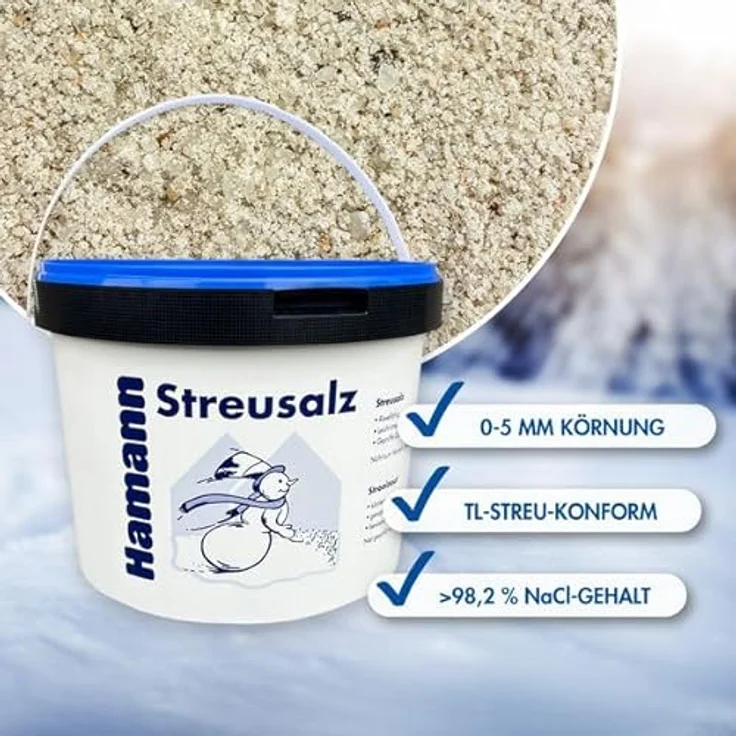 Hamann Mercatus Streusalz 10 Kg Eimer, Auftausalz, Straßensalz, Tausalz, Streumittel, Steinsalz, Streugut für rutschfreie Gehwege und Straßen – Bild 3