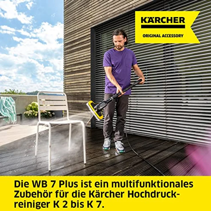 Kärcher WB 7 Plus 3-in-1 Waschbürste, 3 Funktionen: Schaumdüse, Hochdruck-Flachstrahldüse, weiche Bürste, originales Zubehör für die Kärcher Hochdruckreiniger K 2-K 7 – Bild 2