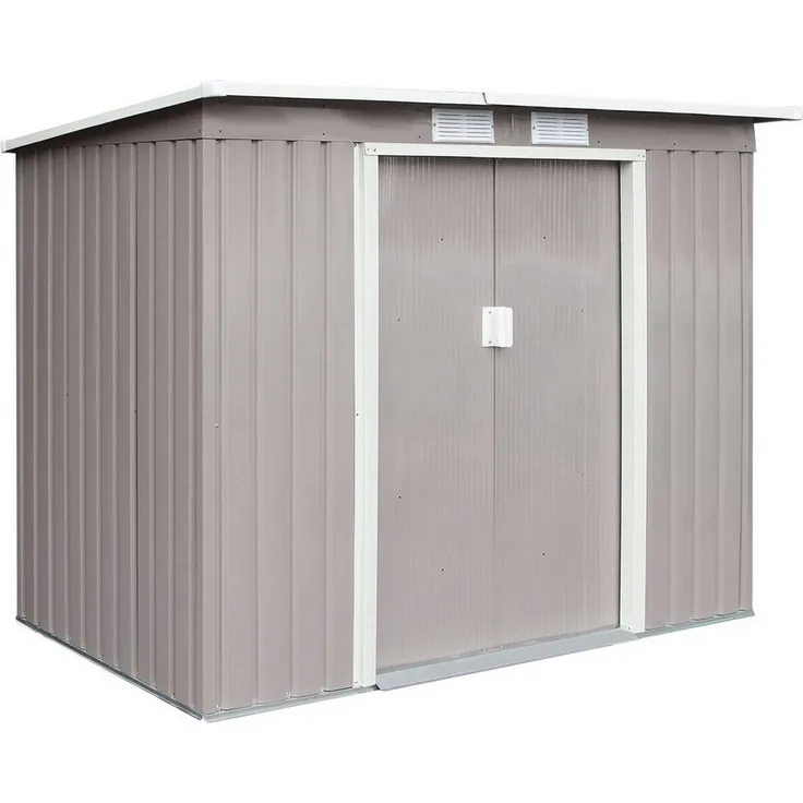HATTORO Gartenhaus P100, BxT: 213,00x130,00 cm, Pultdach, widerstandsfähig, verzinktes Stahlblech, Hellgrau