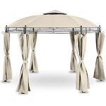 Uniprodo Uni_PERGOLA_3.5BR Gartenpavillon rund Pavillon Festzelt Partyzelt Metall 3,5m 180 g/m² Beige