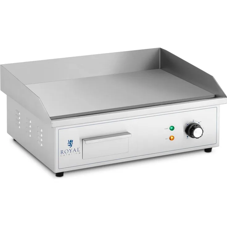 Royal Catering Elektrogrill Elektro Grillplatte Griddleplatte Bratplatte 530 x 350 mm glatt 3.000, 3000 W, Gusseisen, Edelstahl, hygienisch