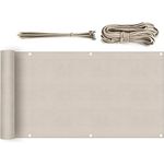 Sekey Balkon Sichtschutz Balkonabdeckung HDPE 220 g/m², Leicht Transparent Wind- und UV-Schutz Wetterfest, Taupe 0.75×6m, mit Ösen, Nylon Kabelbinder und Kordel