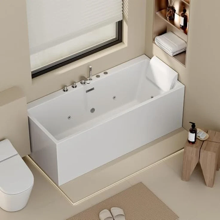 HOME DELUXE Whirlpool-Badewanne AMBER - Vormontierte Armaturen, Acryl-Badewanne, Spa, Whirlpool - Weiß – Bild 3
