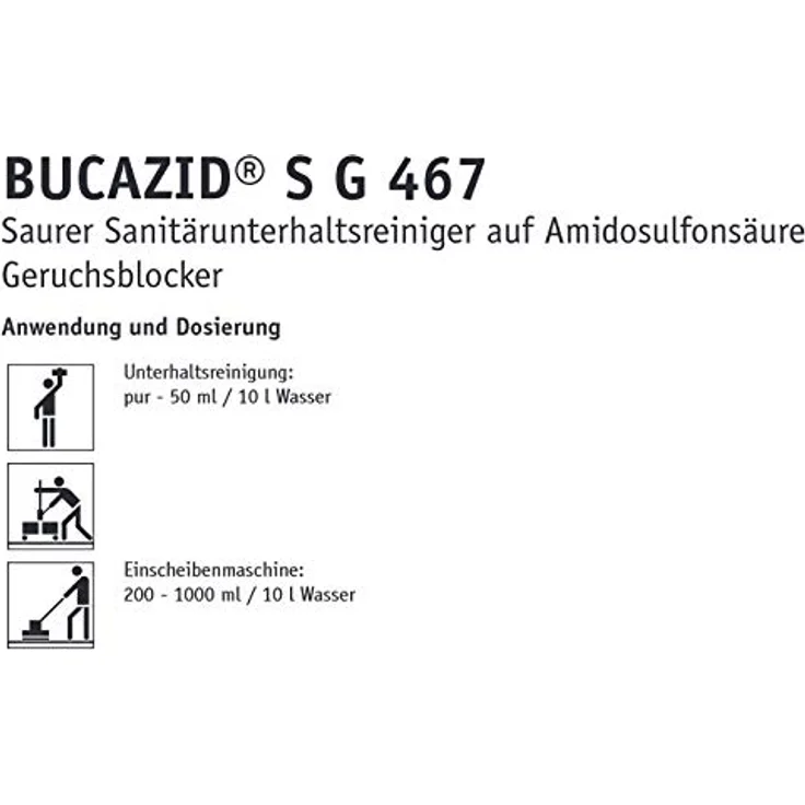 Buzil Sanitärreiniger Bucazid S G467, kraftvoller Reiniger für Bad und WC mit Geruchsblocker, rot, 1l – Bild 2