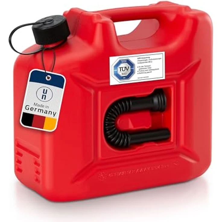 hünersdorff Kraftstoff-Kanister PROFI 10l für Benzin, Diesel und andere Gefahrgüter, UN-Zulassung, made in Germany, -geprüfte Produktion, rot – Bild 2