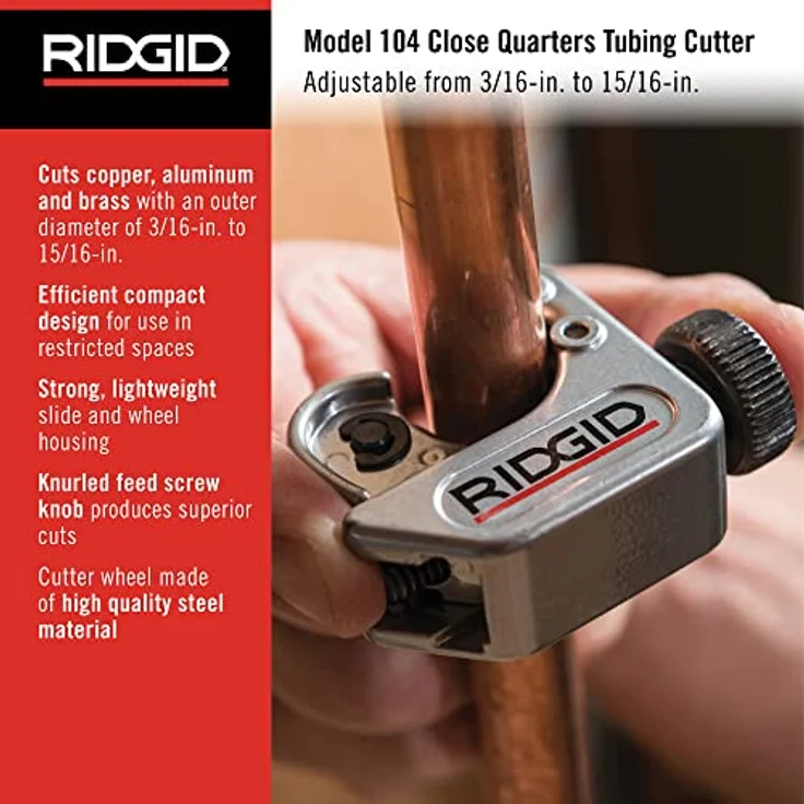 RIDGID 32985 Modell 104 Rohrabschneider für beengte Arbeitsbereiche, Rohrabschneider für Rohre mit einem Durchmesser von 5 mm bis 24 mm – Bild 2