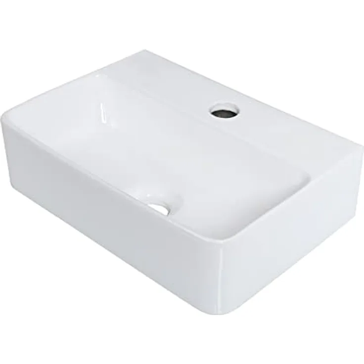 Ibergrif Hänge-Waschbecken, 37x27x11CM, Einfache Reinigung und Installation, Geeignet für Badezimmer, Weiß, Keramikmaterial