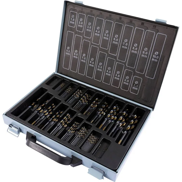FRITZFURT 3111-1170 HSS-G Metall-Spiralbohrer-Set, 170-teilig, Schwarz-Gold, für Metall, Hartholz, Weichholz, PVC und Fiberglas