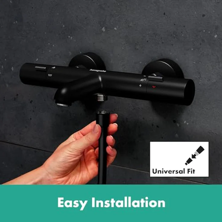 hansgrohe Ecostat Fine Wannenthermostat, Aufputz mit 2 Verbrauchern, Ausladung 177 mm, Temperatur- und Volumenregelung, SafetyStop – Bild 8