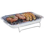 RESCH 502602 mobiler Holzkohle Einweg-Grill mit Kohle & Rost, ideal für 2 Personen Aluminium Schale Tischgrill tragbar, Holzkohlegrill ideal für unterwegs, 31 x 24 x 4,8 cm