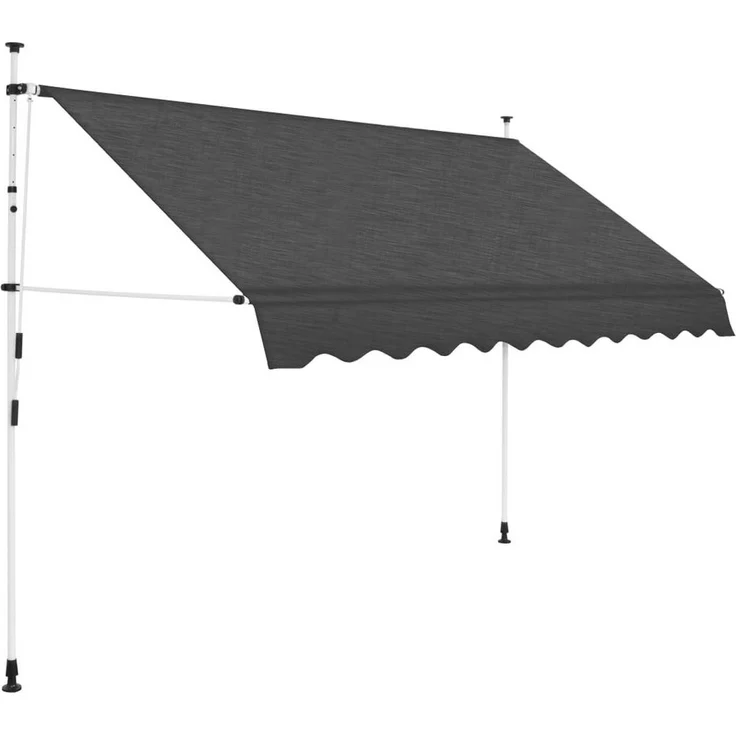 furnicato Einziehbare Markise M631814, Handbetrieben, 250 cm, Anthrazit, wasser- und schmutzabweisend, UV- und witterungsbeständig