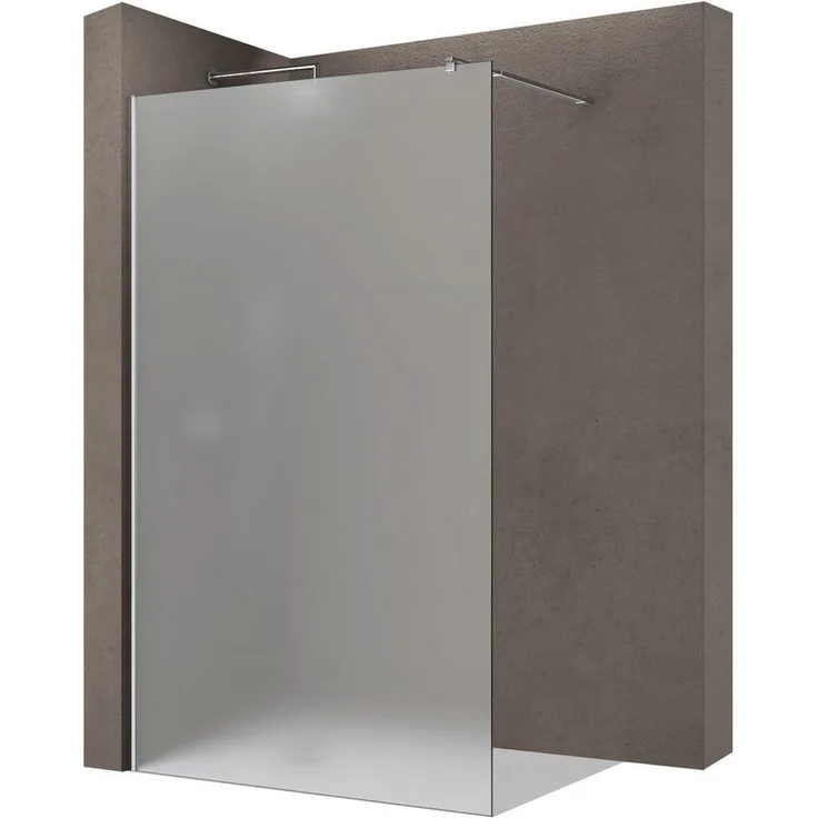 "doporro Walk-in-Dusche Duschwand Satiniert, Einscheibensicherheitsglas, rechteckiger Stabilisator, NANO-Beschichtung"