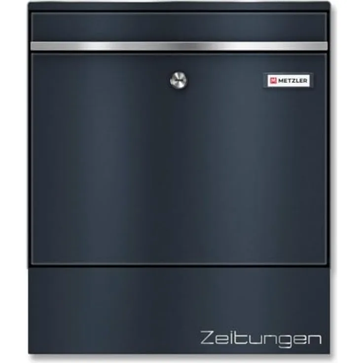 Metzler XXL Briefkasten mit Zeitungsfach in Anthrazit RAL 7016 aus massivem Stahl mit austauschbarem Namensschild, Wandmontage, Wandbriefkasten, Postkasten, 390 x 343 x 116 mm - BK212, Metzler - Wandbriefkasten aus Stahl in Anthrazit mit Zeitungsfach