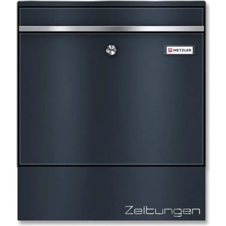 Metzler XXL Briefkasten mit Zeitungsfach in Anthrazit RAL 7016 aus massivem Stahl mit austauschbarem Namensschild, Wandmontage, Wandbriefkasten, Postkasten, 390 x 343 x 116 mm - BK212, Metzler - Wandbriefkasten aus Stahl in Anthrazit mit Zeitungsfach – Bild 1