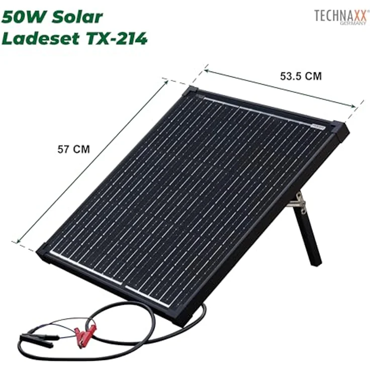 Technaxx 5023 Solarpanel, 50 W mit Laderegler 18 V, zwei USB-Ausgängen, hoher Wirkungsgrad bis 16,69% – Bild 2