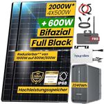EPP.Solar 2000W/1800W Balkonkraftwerk Komplettset 2,24 kWh Marstek B2500-D Speicher mit HMS 1800W WIFI Wechselrichter - Bifaziales Modul, Smart Mini Anlage