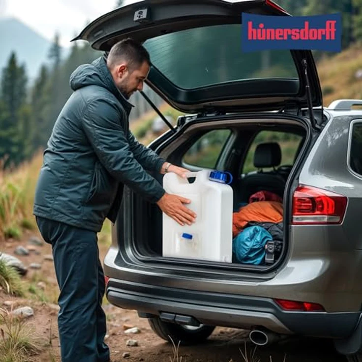 Wasserkanister 22l HD-PE stapelbar,m.Auslaufhahn H495xB350xT165mm HÜNERSDORFF – Bild 8