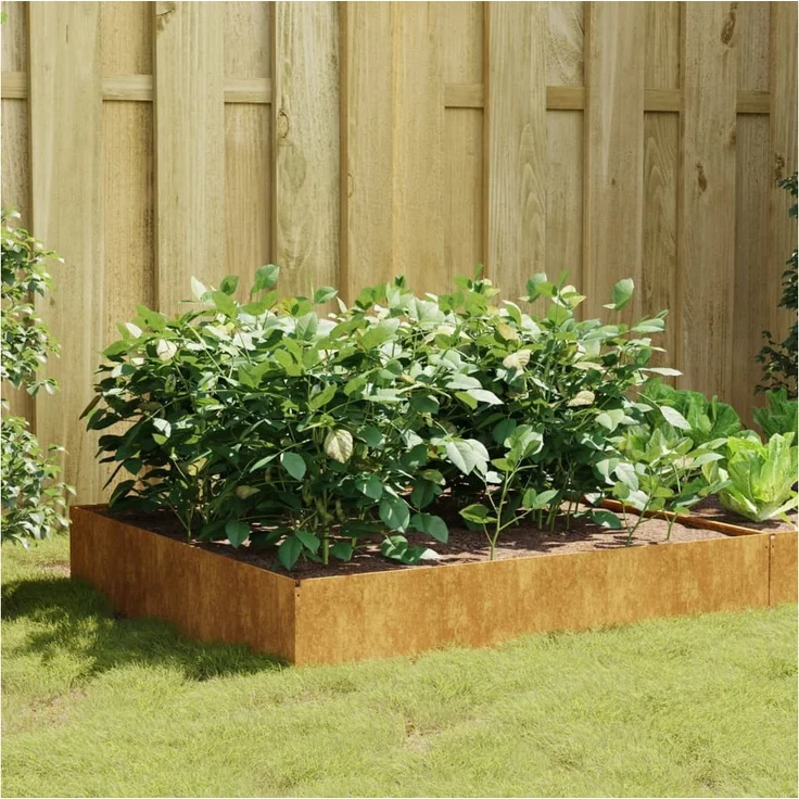 vidaXL Hochbeet Cortenstahl rostig, 100 x 100 x 33,5 cm, wetterfest und langlebig – Bild 1