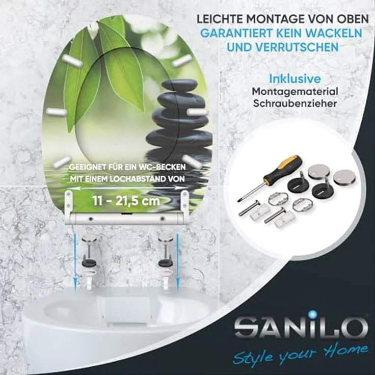 Sanilo WC Sitz Harmony, Toilettendeckel aus bruchfestem Holz mit Absenkautomatik und antibakterieller Oberfläche – Bild 6