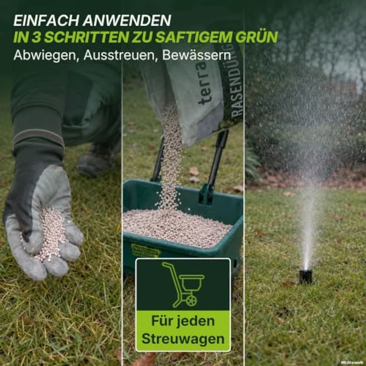TerraUno Premium Herbstdünger Rasen, 20 kg für 1000 m², 60 Tage Langzeitwirkung, Soforteffekt, extra starkes Grün, geruchsarm & staubfrei – Bild 3