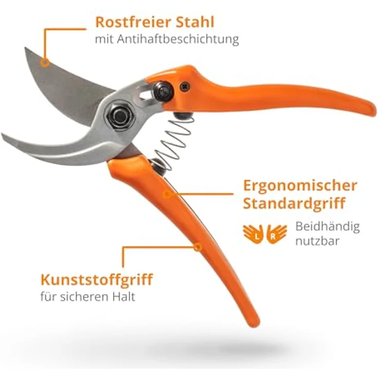 Original Löwe 14 Gartenschere Rosenschere 14.107 mit scharfen Stahlklingen aus Carbon - leichte Bypass-Schere mit Antihaftbeschichtung zum Schneiden für Rosenbüsche Rosenzweige Äste Schnittblumen Rechtshänder klein – Bild 5