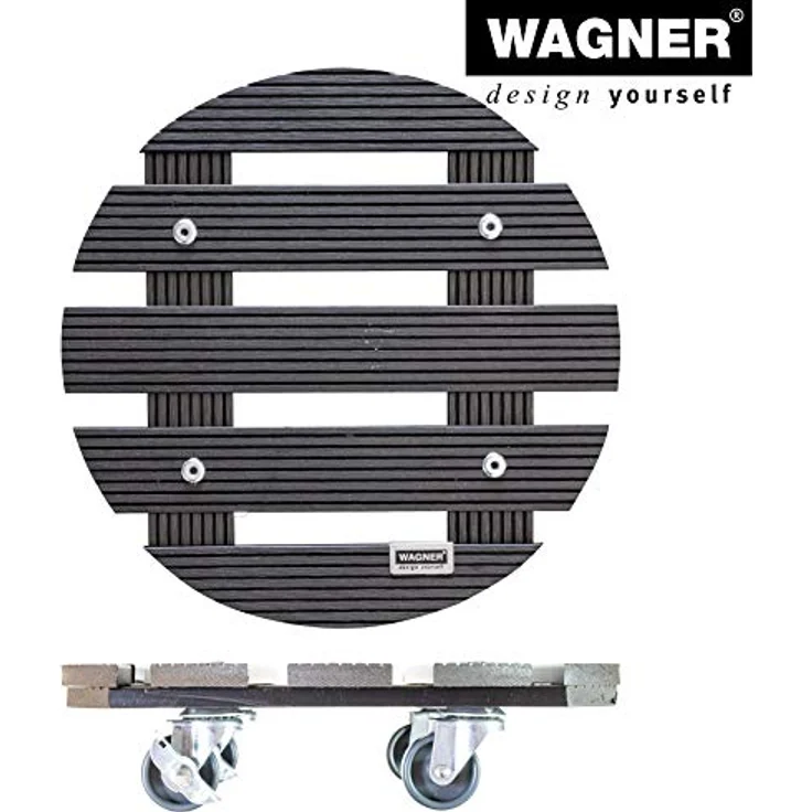 WAGNER Pflanzenroller WPC Ø 29 x 7 cm I Pflanzenroller & Blumenroller für Außenbereich + Innenbereich, anthrazit I Kübelroller Wood Plastic Composite mit 2 Feststellern I Tragkraft 100 kg - 20052501 – Bild 5