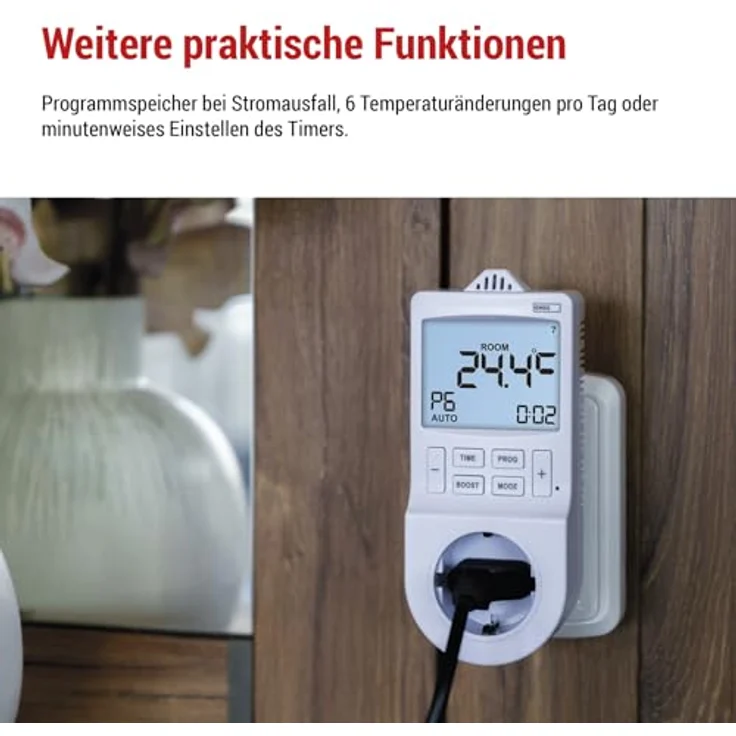 EMOS GoSmart 2in1 Steckdosenthermostat und Zeitschaltuhr mit App, digitaler Raumtemperaturregler für Heizung und Kühlung, Typ F Schuko, erhöhten Berührungsschutz, Sprachsteuerung mit Alexa und Google Assistant – Bild 5