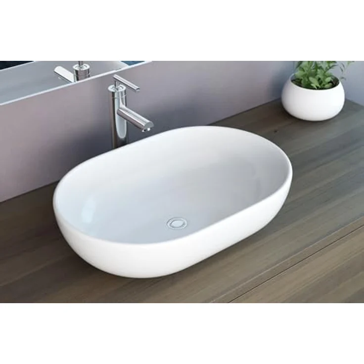 NEG Waschbecken Uno34A (oval) Aufsatz-Waschschale/Waschtisch (weiß) mit schmalem Rand und Nano-Beschichtung – Bild 5