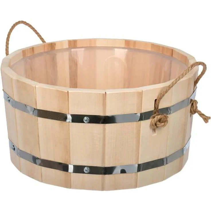 Sauna-Aufgusskübel 10 L aus Lindenholz mit Kunststoffeinsatz, Höhe 19 cm, Ø 37 cm