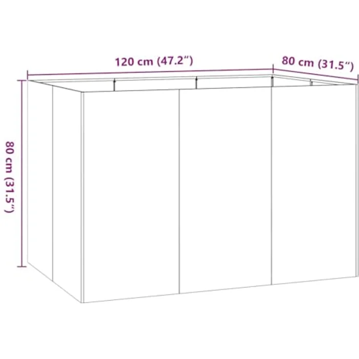 vidaXL Pflanzkübel Schwarz 120x80x80 cm Stahl, Hochbeet mit viel Platz und erhöhter Stabilität – Bild 3
