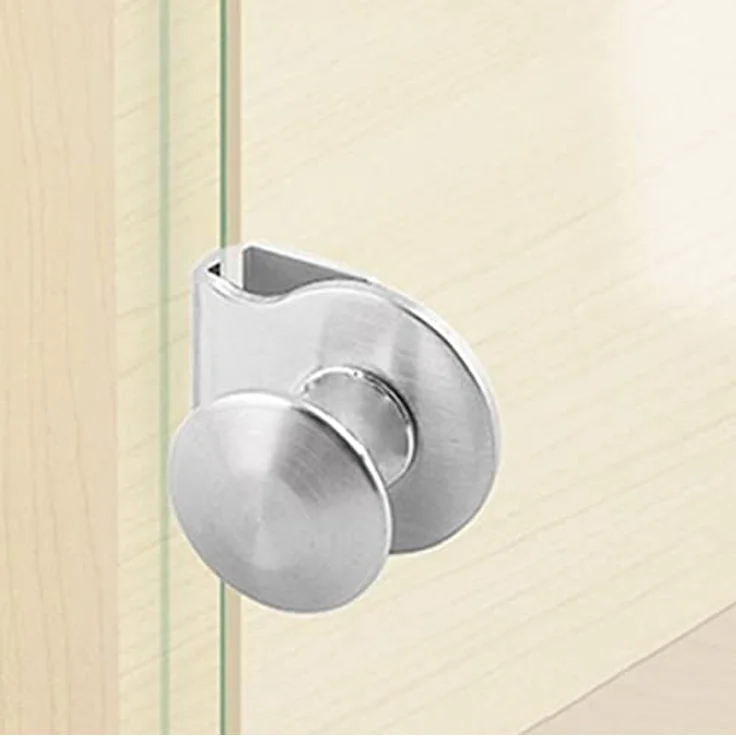 Bayli Glastürgriff l Vitrinengriff Ø 28 mm | Befestigung ohne Bohren für 5-8mm Glasstärke | Silberfarben – Bild 1