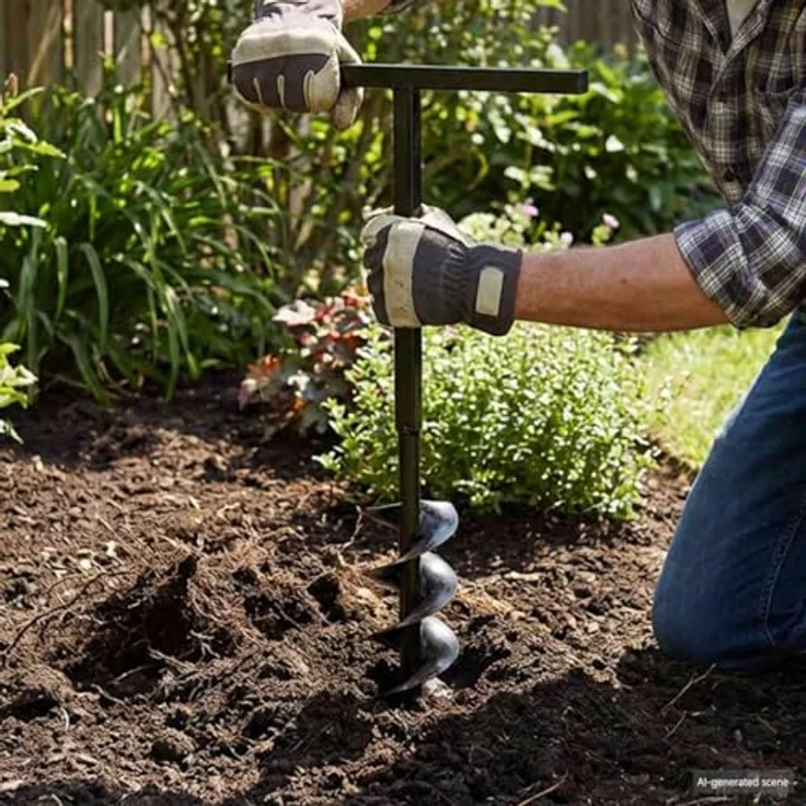 Erdbohrer mit Griff 150 mm Verlängerungsrohr 5 m – Bild 3