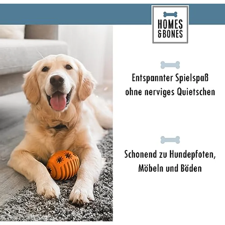 Homes&Bones Doggy Egg Hundespielzeug befüllbar aus Naturkautschuk zur Hundebeschäftigung als Futterball, Wurfspielzeug & Intelligenzspielzeug für mittlere bis große Hunde orange – Bild 5