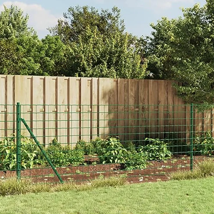 vidaXL Maschendrahtzaun mit Bodenhülsen, grün, verzinkter Stahl, 1 x 25 m, UV-beständig, rostresistent – Bild 3